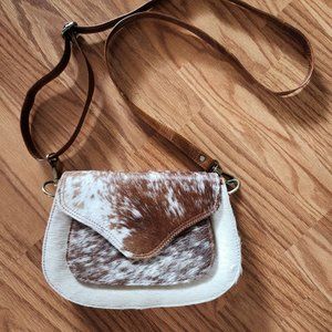 Genuine Handmade Cowhide Leather Flip Top Crossbody Bag
